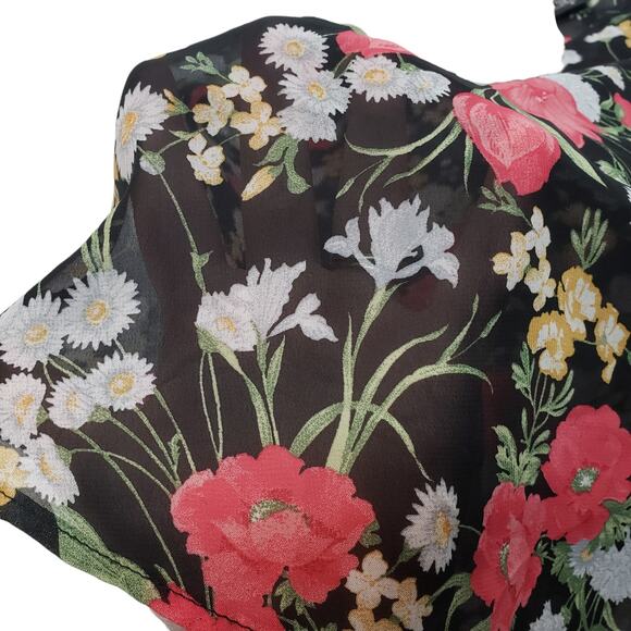 American Dream Shirt Tank Top Womens Small Floral Black Spaghetti Strap Casual - Picture 6 of 6